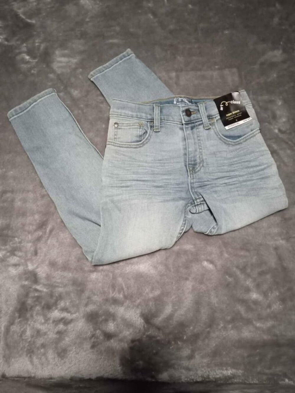 Boys' Super Stretch Super Skinny Fit Jeans-art class-Light Blue-Size 7